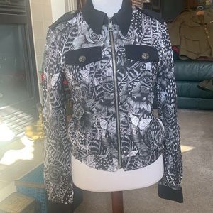 Just Cavalli size 38 Euro rose vine zip up jacket. Made in Italy. NEW Condition